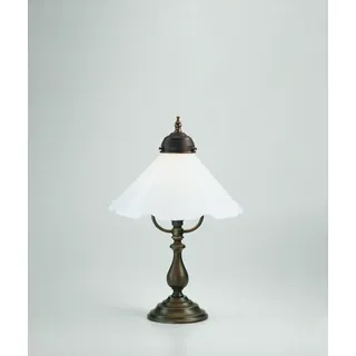 Licht-Erlebnisse Tischleuchte V2 Messing Glas Antik Floral Blüte E27 39 cm
