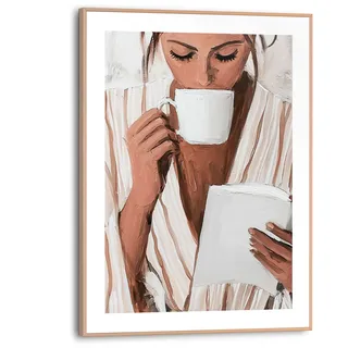 Reinders! Reinders "Relaxing Time", Wohnzimmer - Frau - Kaffee - Lesen - braun - MDF - Menschen - 30x40 cm, farbe bild(er): braun),