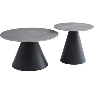 Hela »DUSTIN« Set, 2 Stk. tlg. 2er Set Couchtisch; rund; Sintered Stone; Gestell kegelförmig,