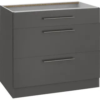 WIHO KÜCHEN Unterschrank Unna 90 x 57 x 82 cm Grau