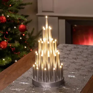 COM-FOUR com-four® LED Stimmungsleuchter Pyramide mit 33 warm-weißen LEDs mit Timerfunktion für Fensterbank, als Tischdeko für eine wohlige Atmosphäre