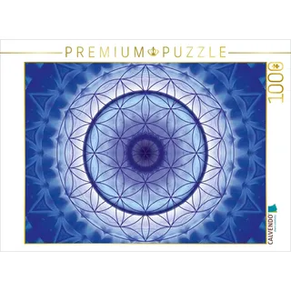 Calvendo Puzzle Mandala Blume des Lebens blau 1000 Teile Puzzle quer | Lege-Größe cm Foto-Puzzle für glückliche Stunden