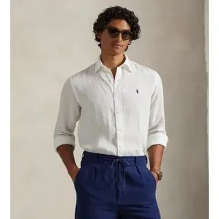 Polo Ralph Lauren für Herren. 710966294003 Maßgeschneidertes Leinenhemd weiß (XL), Lässig, Langarm