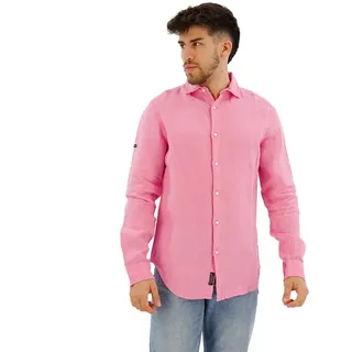 Superdry Studios Casual Linen Langarmhemd - Fuchsia Pink - 3XL