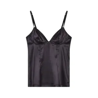 Emporio Armani für Damen. EW001944_AF15351 Top Satin Spitze schwarz (M), Heimtextilien, Polyamid, Ärmellos / Hosenträger