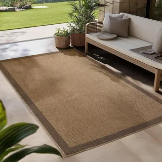 Carpetsale24 Outdoor Teppich Wetterfest 280x370 cm Beige Pflegeleicht im natürlichen Jute-Look für Wohnzimmer Esszimmer Schlafzimmer Terrasse Balkon XXL Extra Groß