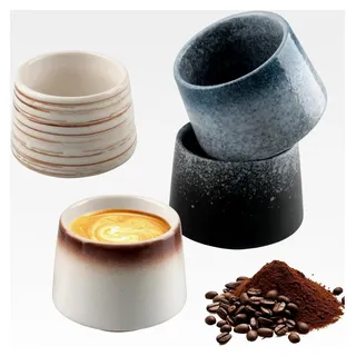 Cappuccino Tassen Set 220ml - 4er Set Hochwertige Espressotassen aus Steingut ohne Henkel, Dickwandig und Spülmaschinenfest, Modernes Design