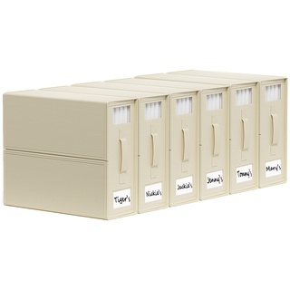 SheetCube Bettlaken-Organizer und Aufbewahrung, 6 Stück, faltbarer Leinen-Schrank-Organizer mit Fenster und Etikett, Bettwäsche-Ordner, Aufbewahrungsbox für Decke, Bettbezug-Set, Bettlaken-Set – Beige