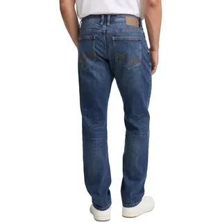 5-Pocket-Jeans TOM TAILOR "MARVIN", Herren, Gr. 33, Länge 36, blau (used mid stone), Denim/Jeans, Obermaterial: 98% Baumwolle, 2% Elasthan, straight fit, Jeans 5-Pocket-Jeans, mit kleinem Logo-Print