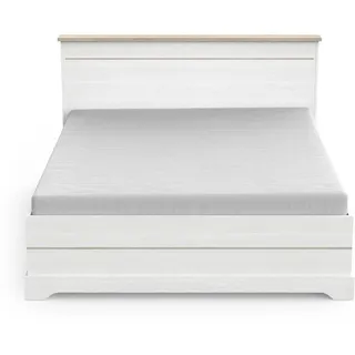 Demeyere Lit 160x200 Moderne 2 Tiroirs – Cale Réglable – Coloris Blanc und Chêne 173,8 x 215,1 x 102,2 cm