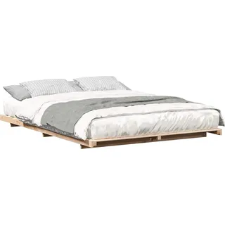 vidaXL Bodenbettgestell Braun 140 x 220 cm Massivholz Kiefer - Braun