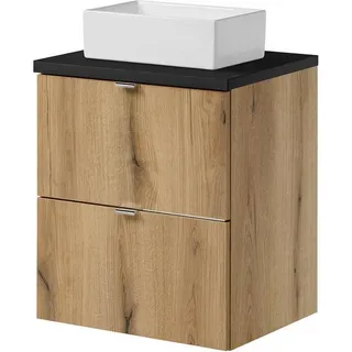 [en.casa] En.Casa, Waschbeckenunterschrank, Waschtisch Skelbolu 50x71x40 cm Eicheoptik/Schwarz