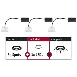 Paulmann LED-Bad-Einbauleuchte EEK: G (A - G) LED Modul Einbauleuchte Choose Coin 3er-Set rund 50mm Coin 3x6W 3x470lm 230V 2700K Satin