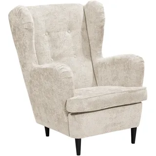 Mid.you Ohrensessel , Beige , Textil , Buche , 78x102x98 cm , Made in Eu , gepolsterte Armlehnen , Wohnzimmer, Sessel, Ohrensessel