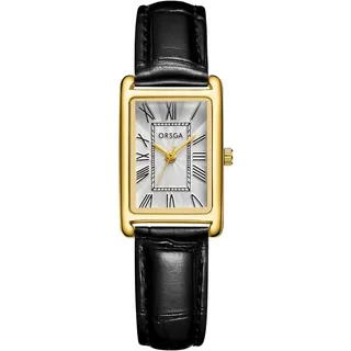 CIVO Damenuhr Schwarz Lederarmband Armbanduhr: Rechteckige Uhren Damen Analog Quarz - Klein Vintage Frauen Uhr Klassische