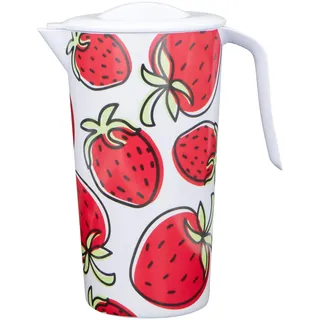 Gedalabels Krug mit Deckel Erdbeeren 1,5l | Karaffe | Outdoor | Outdoorgeschirr | Saftkrug | Camping | Garten | Sommer | GEDA Labels | Campinggeschirr