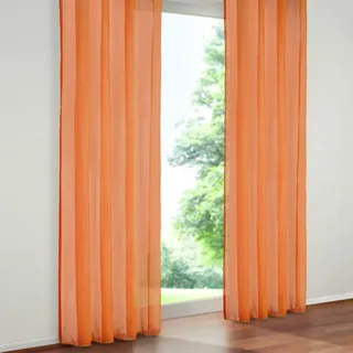SIMPVALE 2 Stücks Voile Vorhänge zu Gürtelschlaufe transparent Vorhänge Fenster Balkon aus,Orange,140x225cm