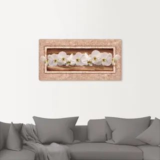 Artland Leinwandbild »Weiße Orchideen braun gold« Blumen 1 Stk. tlg. auf Keilrahmen gespannt, weiß