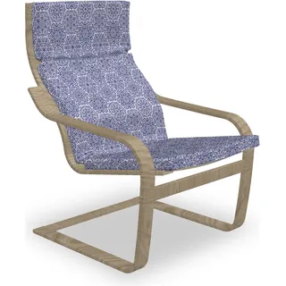 ABAKUHAUS Indigo Poäng Sessel Polster, Blooms Herzen, Sitzkissen mit Stuhlkissen mit Hakenschlaufe und Reißverschluss, Indigo und Weiß - Weiß