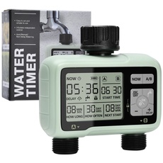 johgee Bewässerungscomputer 2 Anschlüsse, Bewässerungssystem, Bewässerungstimer Gartenschlauch Timer, Zeitschaltuhr Bewässerung Automatische Bewässerung, Regenverzögerung,