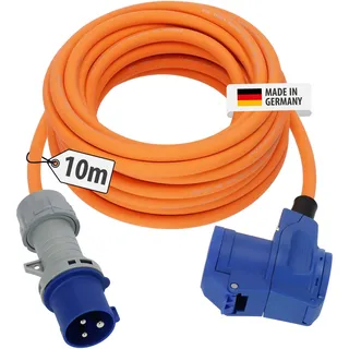 Brennenstuhl Camping CEE-Verlängerungskabel mit CEE-Stecker und Winkelkupplung inkl. Schutzkontakt-Kombisteckdose mit LED Spannungsanzeige (10m, 230V/16A, Einsatz im Außenbereich, Made in Germany)