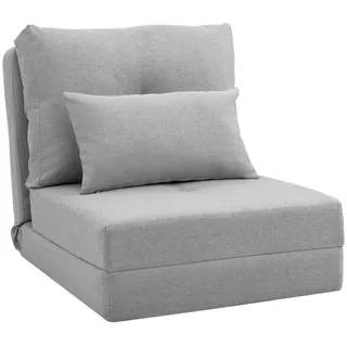 Homcom Bodensessel 2-in-1 Klappbett mit verstellbarer Rückenlehne Grau , Metall , 60x56x80 cm , Wohnzimmer, Sofas & Couches, Schlafsofas, Schlafsessel