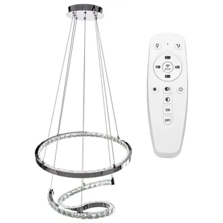 tooLight Pendellampe App773-2Cp Kristall Ring Led 2-Lichtquelle 90W 50X50X50-110Cm Einstellbar - Silber