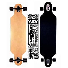 Nils Extreme – Skateboard Für Kinder Jugend und Erwachsene – Kinder Longboard- Rollen Board - Hohe Qualität Longboard Chinesischem Ahorn Deck – Modell Wood - Aufkleber