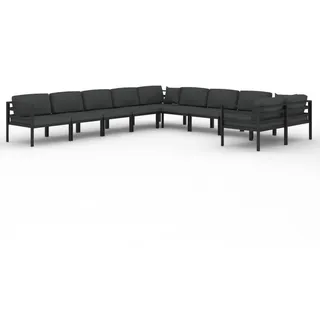 vidaXL 10-tlg. Garten-Lounge-Set mit Kissen Aluminium Anthrazit - Grau