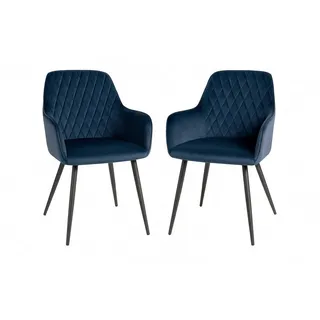 House Nordic Armlehnstuhl Samt Dunkelblau 2er Set