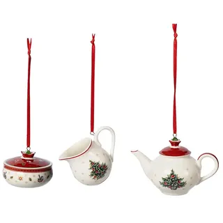 Villeroy & Boch Toy's Delight Decoration Ornamente Kaffeeset 3-tlg. kleines Baumschmuck-Set aus Premium Porzellan, Weihnachtsgeschirr bunt, 6,3 cm