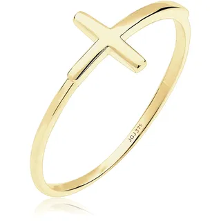ELLI PREMIUM Ring Damen Kreuz Trend Geo Minimal in 375 Gelbgold
