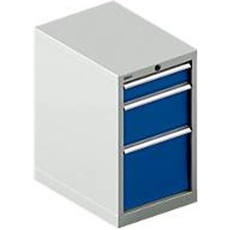 Schäfer Shop Select  Schubladenschrank 18-27, 3 Schübe (H 100/200/300mm), bis 200 kg, B 411 x T 572 x H 700 mm, enzianblau/lichtgrau