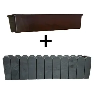 Blumentopf aus Holz gefräst 65cm anthrazit rechteckiger Blumenkasten