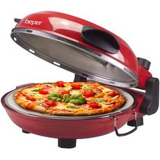 BEPER P101CUD300 Pizzaofen mit Herausnehmbarer Feuerfestplatte - Pizzaofen Elektrisch mit 5 Kochstufen und Zeitschaltuh