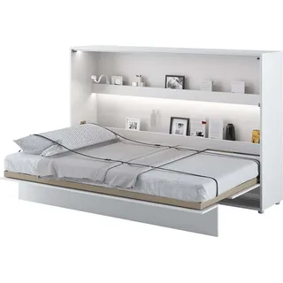 Furniture24 Schrankbett Bed Concept, Wandklappbett mit Lattenrost, V-Bett, Wandbett Bettschrank Schrank mit integriertem Klappbett Funktionsbett BC-05, 120 x 200 cm, Weiß/Weiß Hochglanz, Horizontal - Weiß