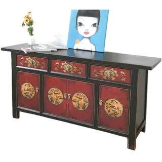 opium outlet Möbel Kommode Schrank Sideboard Hochzeitsschrank "RedMagic" 34372-7 rot-schwarz asiatisch orientalisch Büffet Anrichte Vintage Shabby Chic Stil China antik (Design 7)