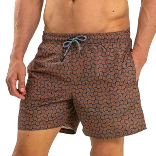 RIPT Herren Essentials Quick Dry UV 50 Sonnenschutz Badeshorts Badehose, Orange Swirl Druck, M