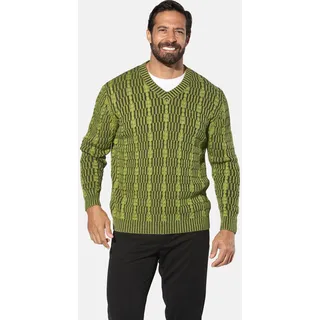 Rundhalspullover JAN VANDERSTORM "Pullover AKSELHEIM", Herren, Gr. 6XL, grün (grün gemustert), Obermaterial: 100% Baumwolle CO., Pullover Rundhalspullover