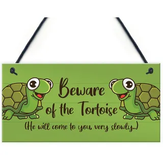 Red Ocean Wandschild mit Aufschrift "Beware Of The Tortoise", lustiges Geschenk für Haustiere, Schildkröten-Schildkröte, Geschenk