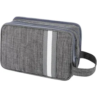 AiQInu Kulturtasche Damen, Reise Kulturbeutel Herren Oxford Tuch Wasserdicht Waschtasche Kosmetiktasche Reisezubehör Großer Stauraum (Grau)