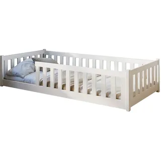 Kids Collective Jugendbett Bodenbett 90 x 200 cm Kiefer massiv weiß