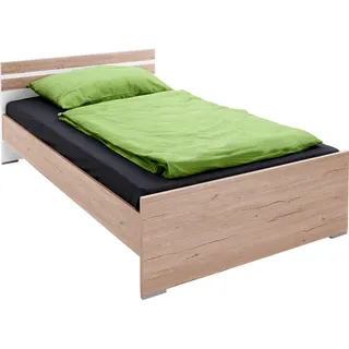 Mid.you Bett , Weiß, Eichefarben , Holzwerkstoff , 140x200 cm , Schlafzimmer, Betten, Doppelbetten