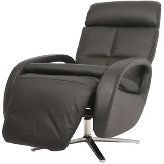 Mendler Relaxsessel HWC-L11, Design Fernsehsessel TV-Sessel Liegesessel, Liegefunktion drehbar, Voll-Leder ~ schwarz