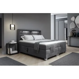 Boxspringbett Elektrisch Bett DAVIDE 200x200cm in Stoff Fresh Dunkelgrau - Grau
