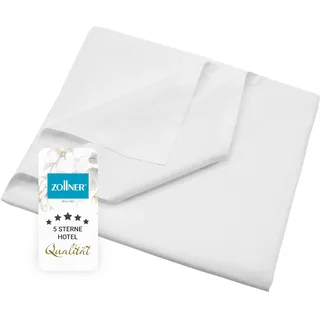 ZOLLNER Linon Bettlaken oder Bettdecke für den Sommer - aus Reiner Baumwolle - 150x200 cm weiß - ohne Gummizug - Hotelqualität