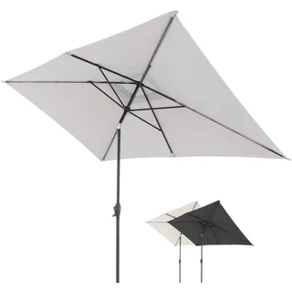 Doppler Sonnenschirm Jack 300x200cm, Hellgrau, mit Kurbel, UV-Schutz 50+ | Rechteckiger Gartenschirm, Alu-Gestell, Polyester, 3-Positionen-Knicker für flexible Schattenausrichtung