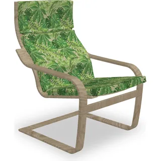 ABAKUHAUS Grünes Blatt Poäng Sessel Polster, Frischer Dschungel Aloha, Sitzkissen mit Stuhlkissen mit Hakenschlaufe und Reißverschluss, Apfelgrün Farn-Grün - Grün