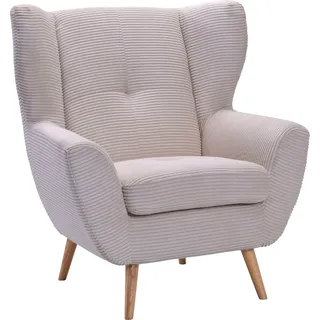 exxpo - sofa fashion Sessel EXXPO - SOFA FASHION "ALVESTA, Ohrensessel, Loungesessel mit hohem Sitzkomfort", beige, B:90cm H:102cm T:90cm, Sessel, Sessel, gemütliche Rückenlehne, mit Knopfheftung und hohen Holzfüßen, in Cord