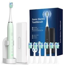 Schall Elektrische Zahnbürste Schallzahnbürste - Reise Zahnbürsten Elektrisch, Sonic Electric Toothbrush Mit 6 köpfe, 5 modi, Timer, 60 Tage Akkuleistung, U17